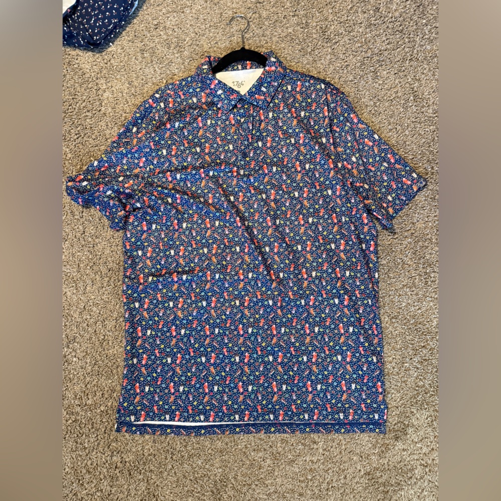 Men's Blue Patterned Polo Shirt